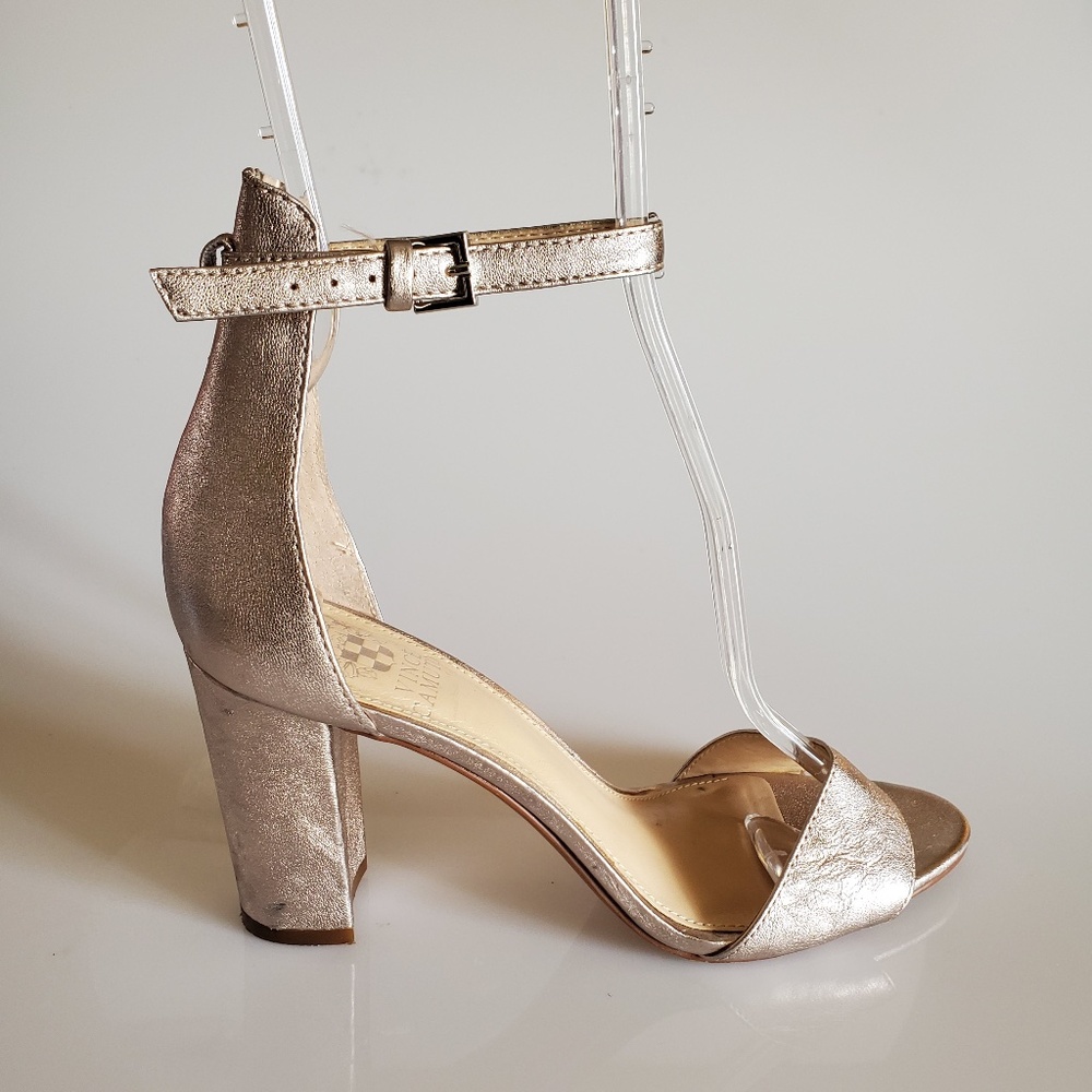 Vince Camuto Gold Metallic Block Heeled Shoes